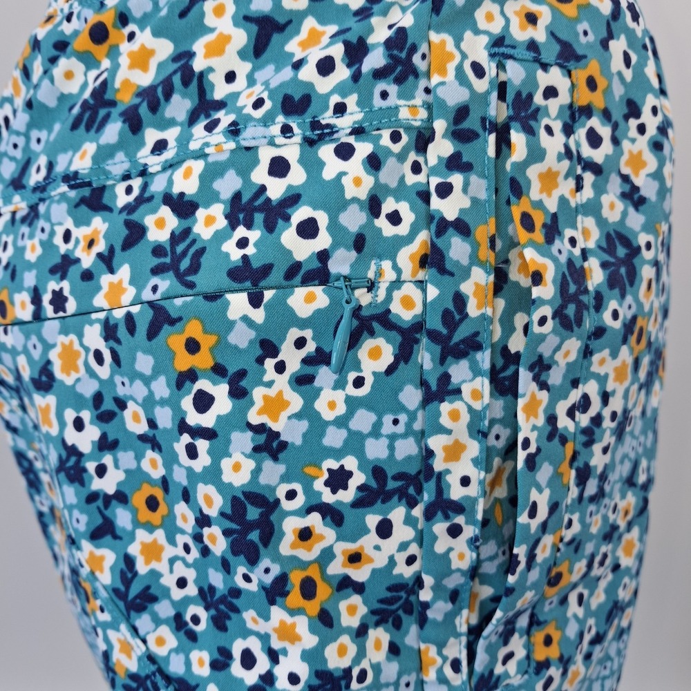 Birddogs Gym Shorts Men Medium Teal Floral Liner Drawstring Zipper Pockets 7in - Picture 3 of 16